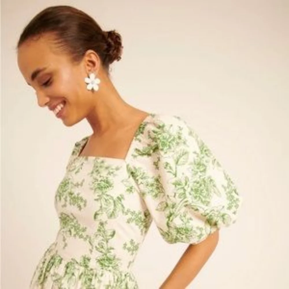 Rachel Parcell size 6 green dress fits like a size 8 sage toile sundress - Picture 8 of 12